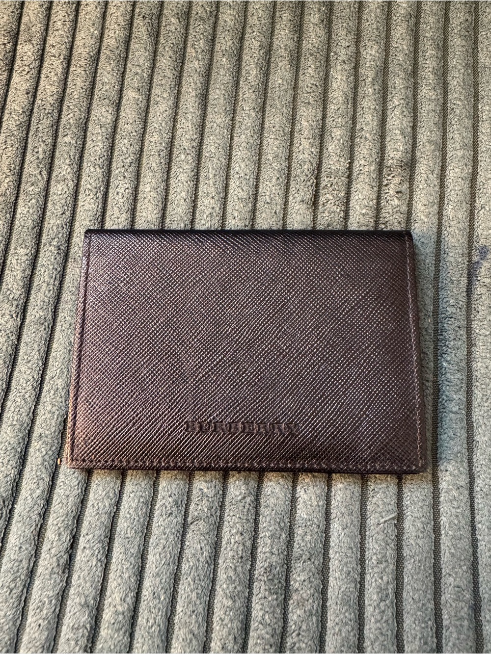 Burberry Dark Brown Textured Leather Card Wallet
